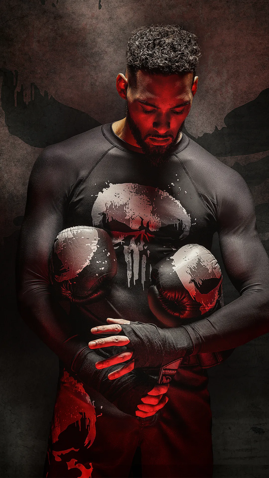 Athlete in Deadpool training gear