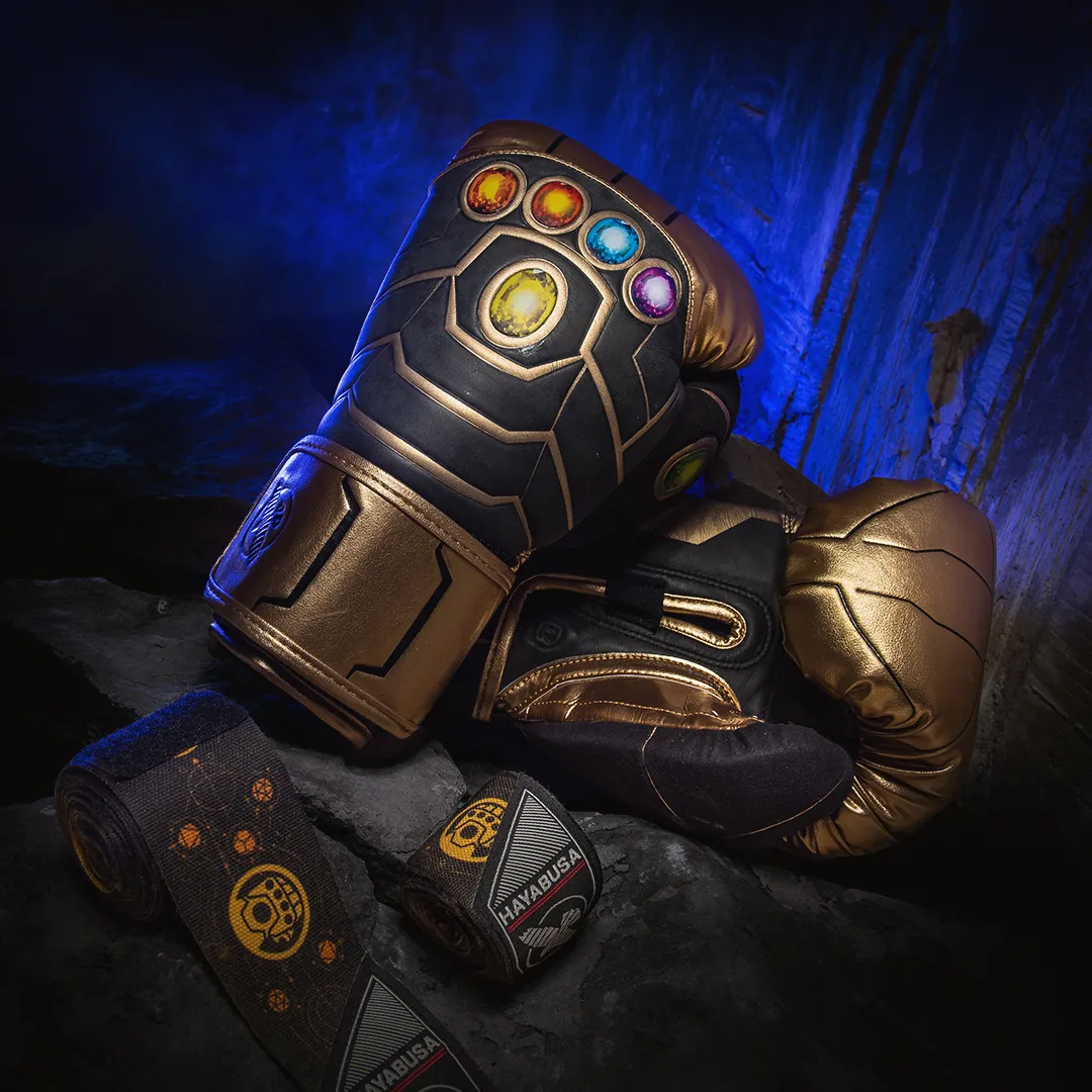 Thanos gauntlet glove detail with mesh textured metalwork
