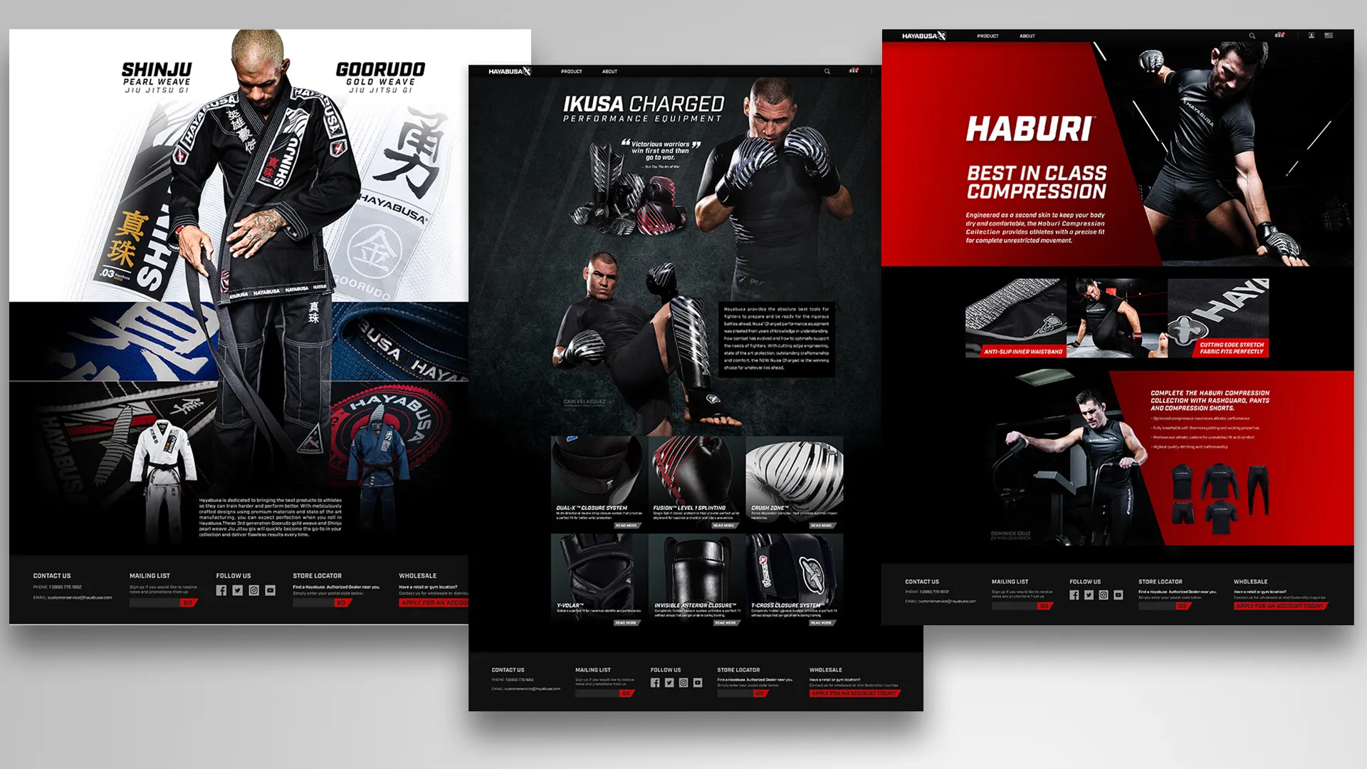 Hayabusa website templates for the Shinju, Goorudo, Ikusa, and Haburi product lines