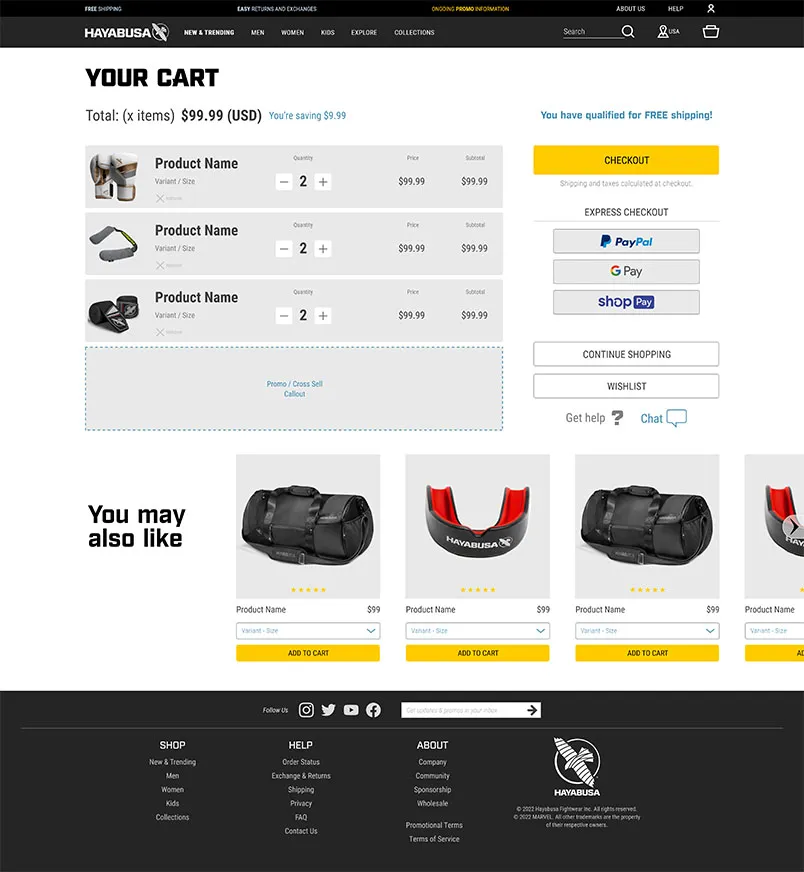 Desktop homepage with featured content carousel and new athletic collection announcement