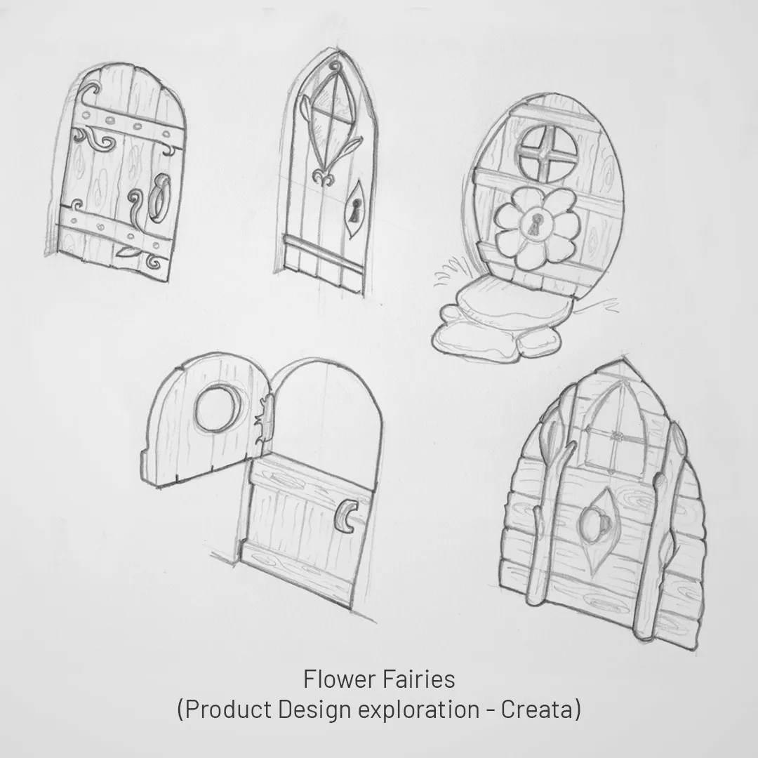 Flower Fairies garden gates and planters with ornamental spiral and floral details